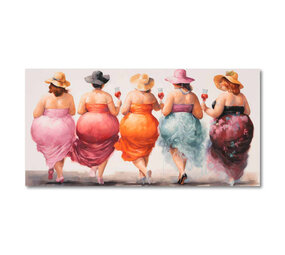 Melting Pot - Schilderij Vrouwen met Wijn Canvas 140x70cm