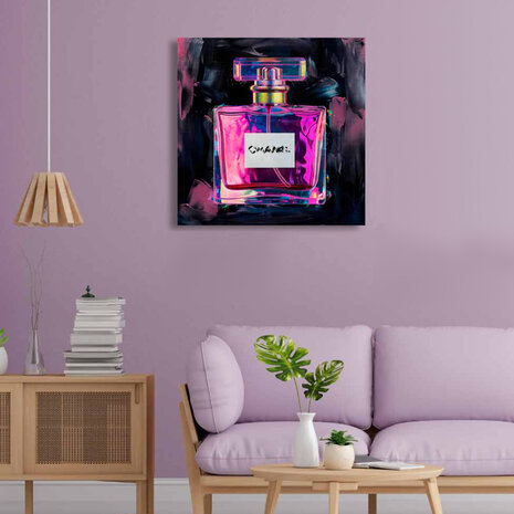 Melting Pot - Schilderij Parfum Fles Neon Canvas 60x60cm Melting Pot - Schilderij Parfum Fles Neon Canvas 60x60cm