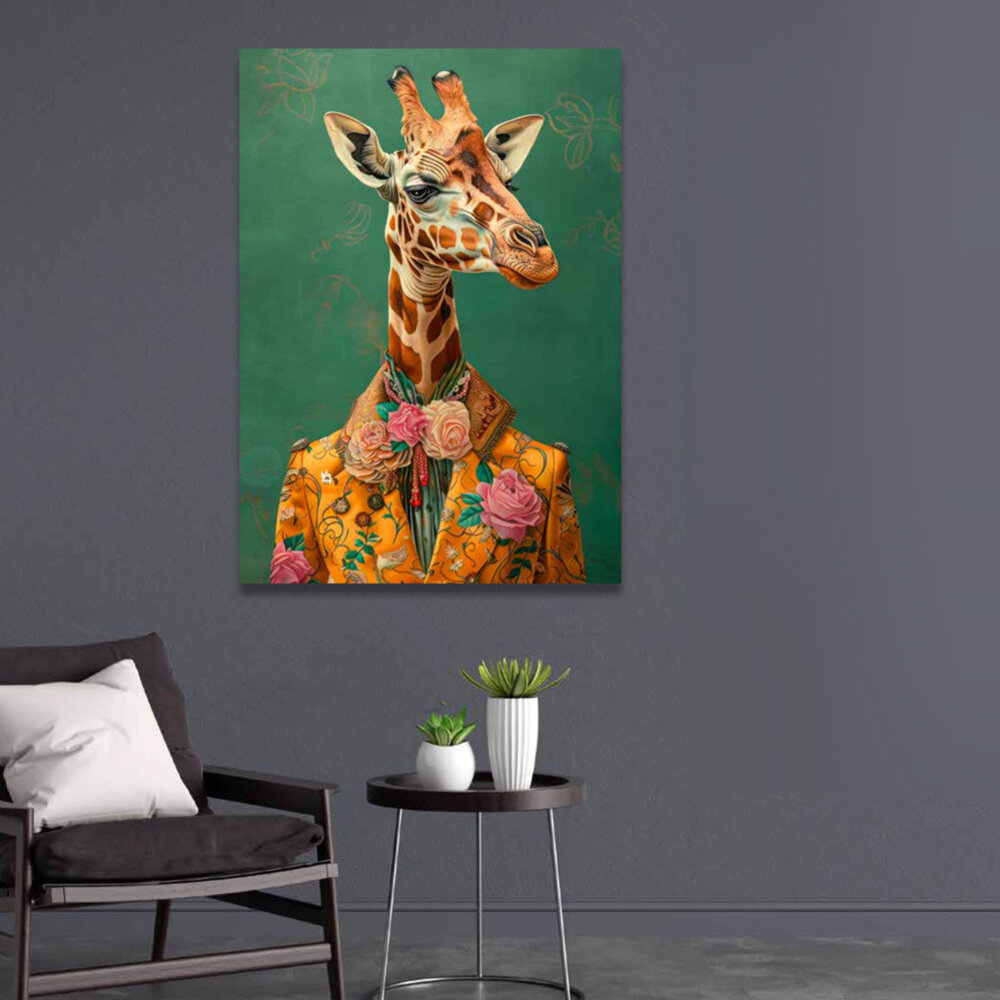 Melting Pot - Schilderij Bonte Giraf Bloemen Canvas 50x70cm Melting Pot - Schilderij Bonte Giraf Bloemen Canvas 50x70cm