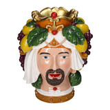 Melting Pot - Vaas Man met Fruit Multicolor Kunststof 23x31cm Melting Pot - Vaas Man met Fruit Multicolor Kunststof 23x31cm