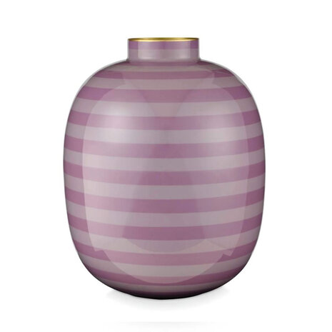 Pip Studio - Vaas Bol Lila Strepen Metaal 25x32cm