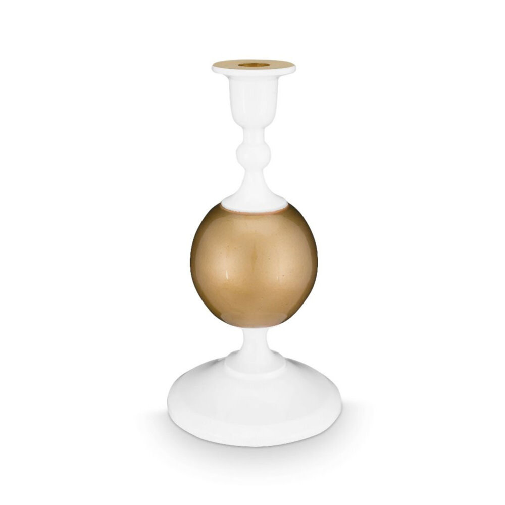 Pip Studio - Kandelaar Bol Wit Goud Metaal 11x24cm