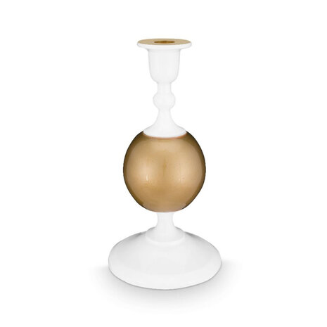 Pip Studio - Kandelaar Bol Wit Goud Metaal 11x24cm