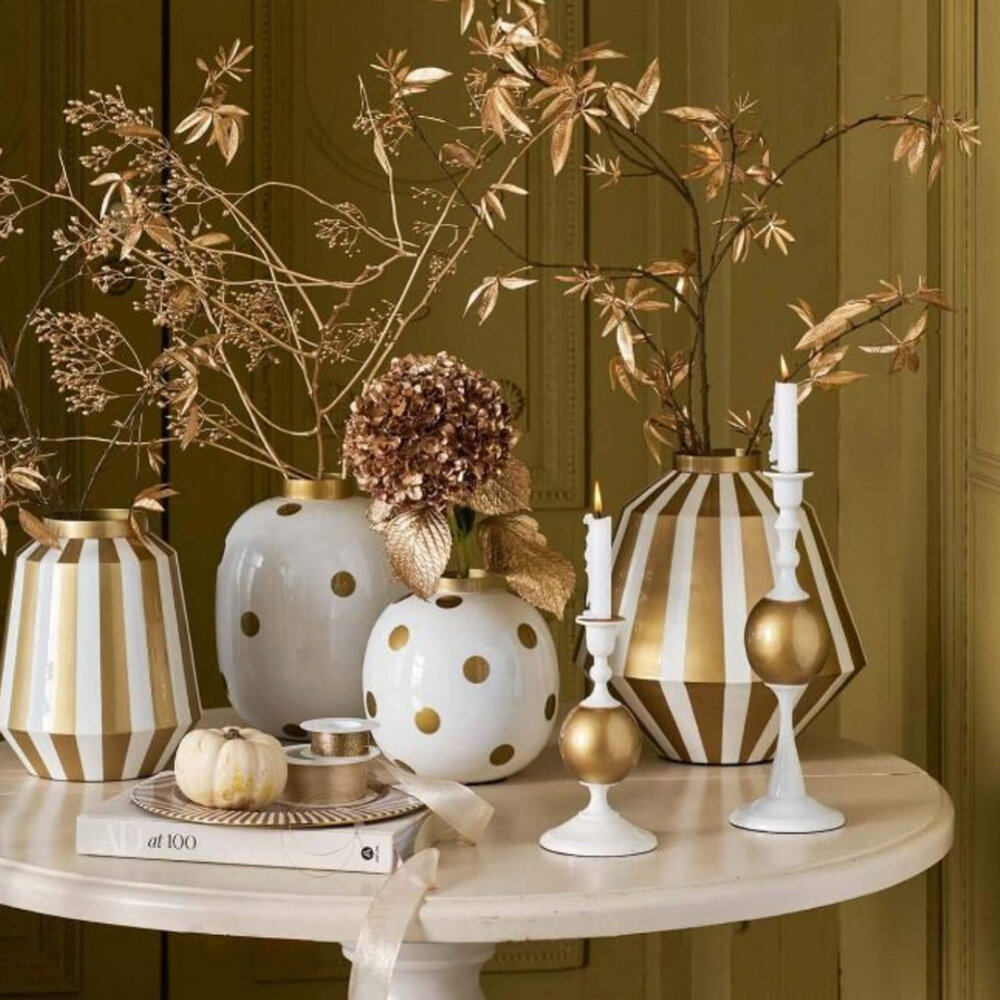 Pip Studio - Kandelaar Bol Wit Goud Metaal 11x24cm