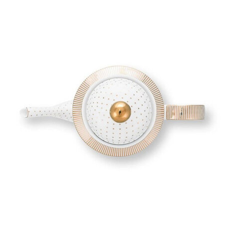 Pip Studio - Theepot Dot Wit met Gouden Stippen Porselein 35x33cm Pip Studio - Theepot Dot Wit met Gouden Stippen Porselein 35x33cm