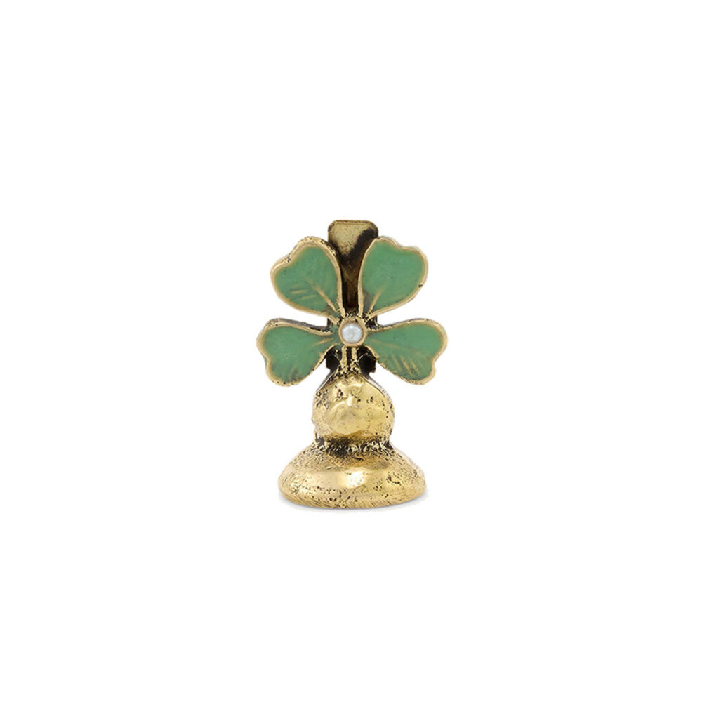 Doing Goods - Kaart & Foto Houder Lucky Clover Groen Gerecycled Messing 4x2,5x2cm