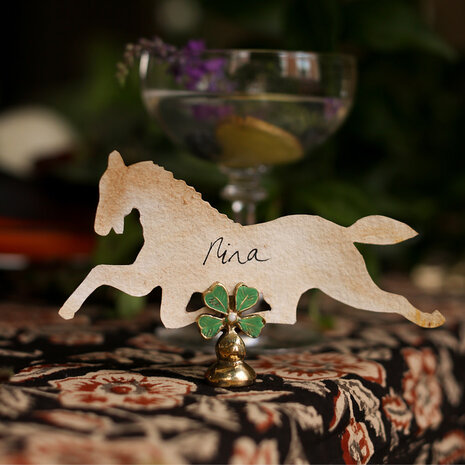 Doing Goods - Kaart & Foto Houder Lucky Clover Groen Gerecycled Messing 4x2,5x2cm