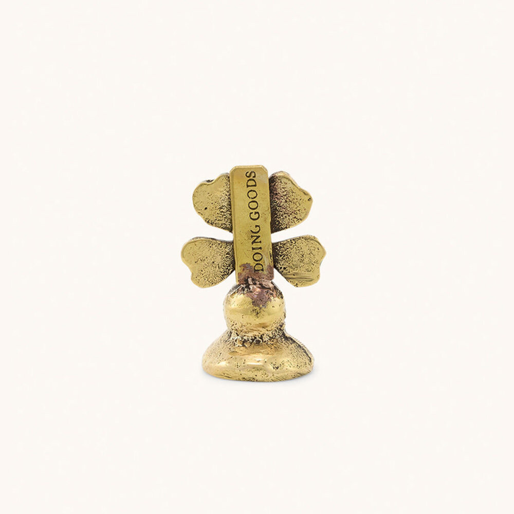 Doing Goods - Kaart & Foto Houder Lucky Clover Groen Gerecycled Messing 4x2,5x2cm