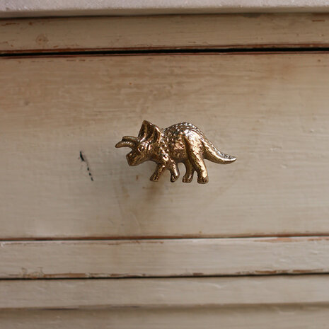 Doing Goods - Ladeknop Dino Triceratop Messing 6x4x7cm Doing Goods - Ladeknop Dino Triceratop Messing 6x4x7cm