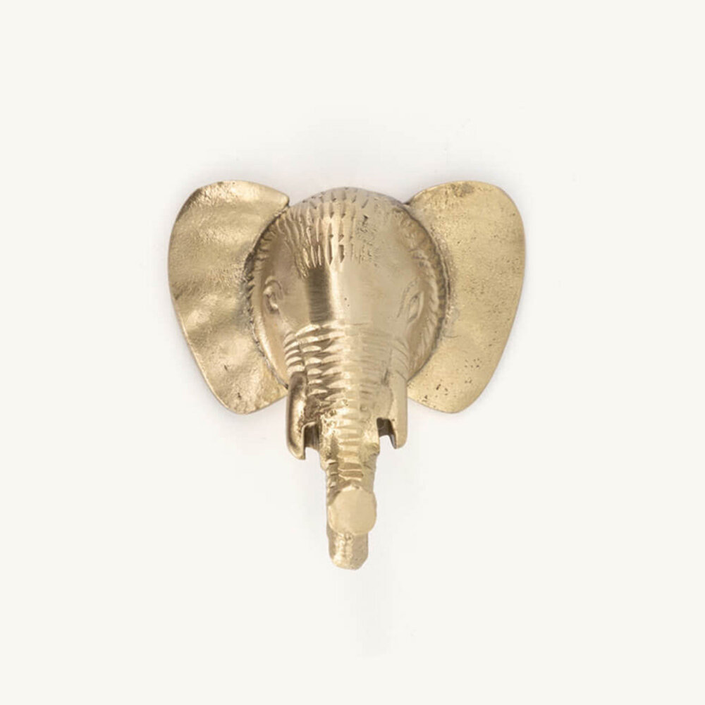 Doing Goods - Wandhaak Billy Elephant Messing 7x7x8cm