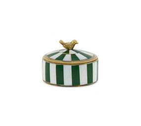 Doing Goods - Sieraaddoosje Lola Wit-Groen Strepen Messing 7x5cm Doing Goods - Sieraaddoosje Lola Wit-Groen Strepen Messing 7x5cm