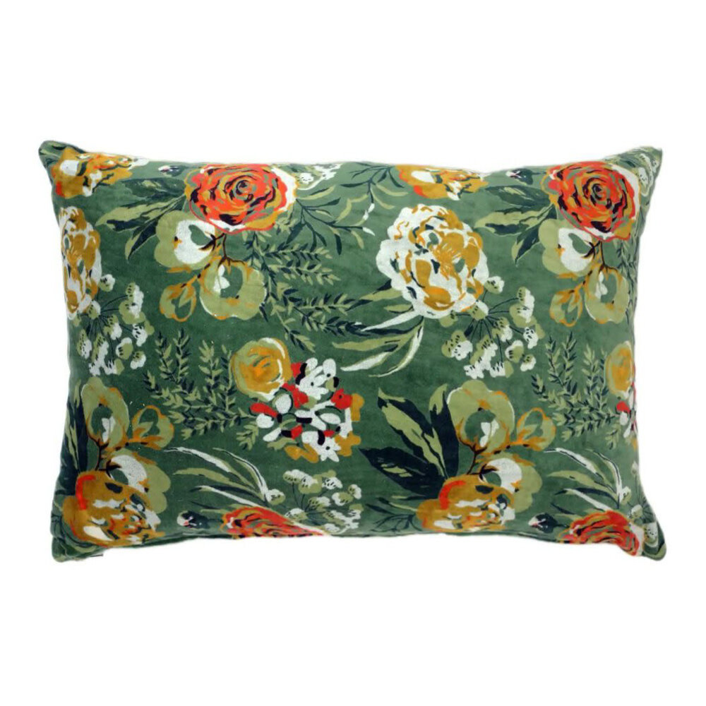 Imbarro - Sierkussen Evelyn Groen Multicolor Velours 60x40cm Imbarro - Sierkussen Evelyn Groen Multicolor Velours 60x40cm