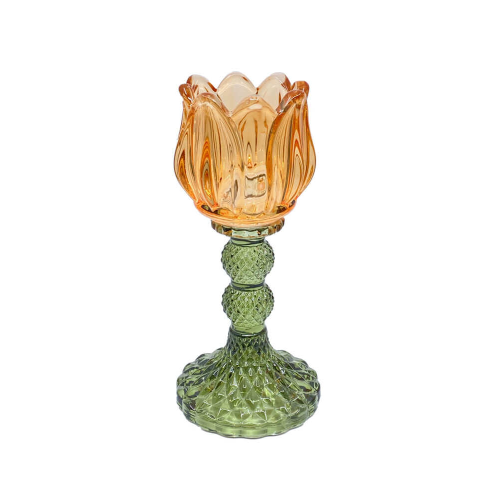 Melting Pot - Waxinehouder Tulp Groen Mix Glas 8x18cm in 6 kleuren Melting Pot - Waxinehouder Tulp Groen Mix Glas 8x18cm in 6 kleuren