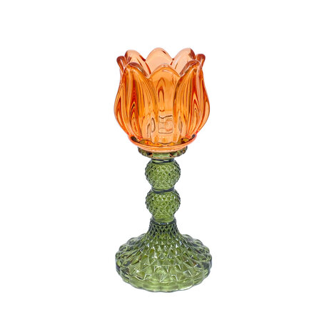 Melting Pot - Waxinehouder Tulp Groen Mix Glas 8x18cm in 6 kleuren Melting Pot - Waxinehouder Tulp Groen Mix Glas 8x18cm in 6 kleuren