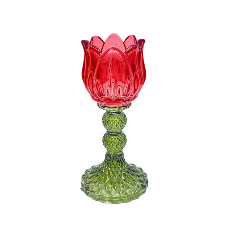 Melting Pot - Waxinehouder Tulp Groen Mix Glas 8x18cm in 6 kleuren Melting Pot - Waxinehouder Tulp Groen Mix Glas 8x18cm in 6 kleuren