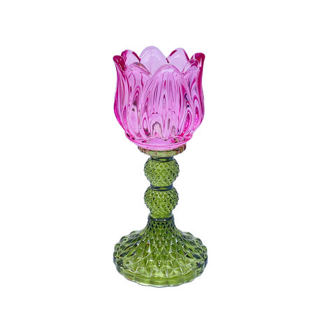 Melting Pot - Waxinehouder Tulp Groen Mix Glas 8x18cm in 6 kleuren Melting Pot - Waxinehouder Tulp Groen Mix Glas 8x18cm in 6 kleuren