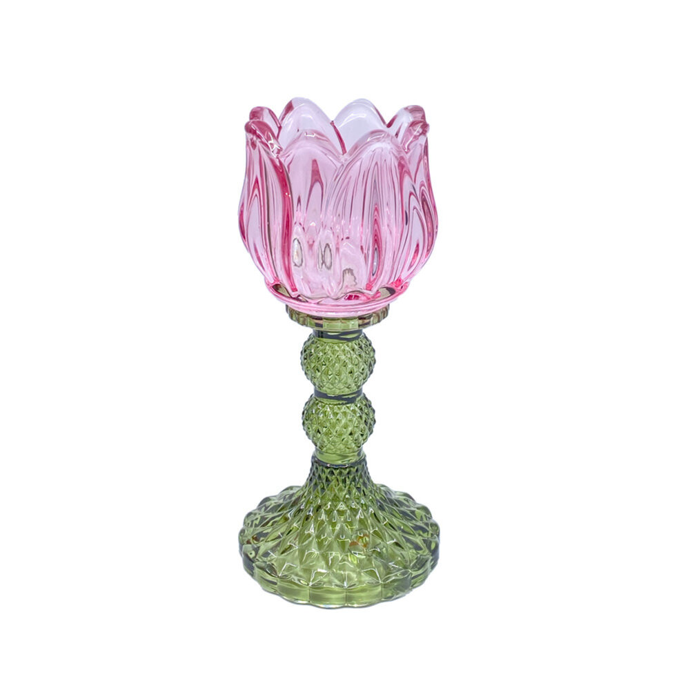 Melting Pot - Waxinehouder Tulp Groen Mix Glas 8x18cm in 6 kleuren Melting Pot - Waxinehouder Tulp Groen Mix Glas 8x18cm in 6 kleuren