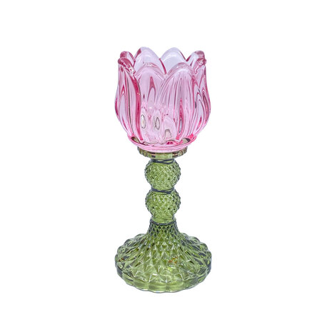 Melting Pot - Waxinehouder Tulp Groen Mix Glas 8x18cm in 6 kleuren Melting Pot - Waxinehouder Tulp Groen Mix Glas 8x18cm in 6 kleuren