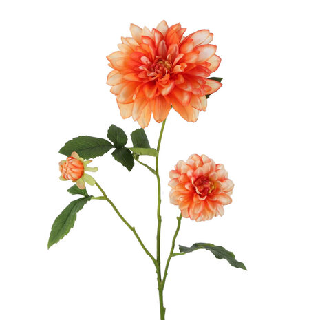Melting Pot - Kunstbloem Dahlia Oranje 3 Bloemen op Tak 90cm Melting Pot - Kunstbloem Dahlia Oranje 3 Bloemen op Tak 90cm
