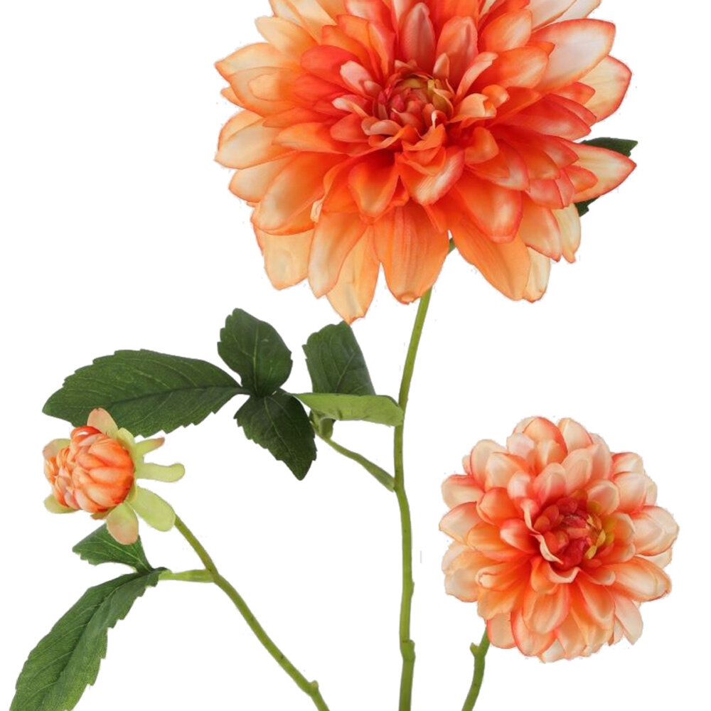 Melting Pot - Kunstbloem Dahlia Oranje 3 Bloemen op Tak 90cm Melting Pot - Kunstbloem Dahlia Oranje 3 Bloemen op Tak 90cm