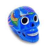 Melting Pot - Beeld Mexicaanse Schedel L 19x16cm WIT-BLAUW Melting Pot - Beeld Mexicaanse Schedel L 19x16cm WIT-BLAUW