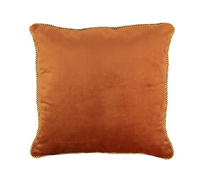 Melting Pot - Sierkussen Oranje Fluweel Gouden Bies 45x45cm Melting Pot - Sierkussen Oranje Fluweel Gouden Bies 45x45cm