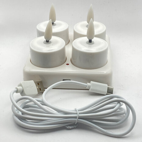 Melting Pot - LED Theelichtjes Wit set van 4 oplaadbaar Melting Pot - LED Theelichtjes Wit set van 4 oplaadbaar