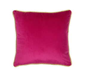 Mars & More - Sierkussen Fuchsia Fluweel 45x45cm gouden bies Mars & More - Sierkussen Fuchsia Fluweel 45x45cm gouden bies