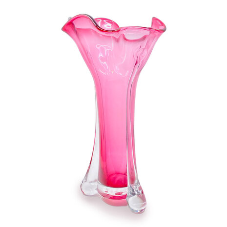 Colmore - Vaas Roze Transparant Glas 25x42cm handgeblazen Colmore - Vaas Roze Transparant Glas 25x42cm handgeblazen