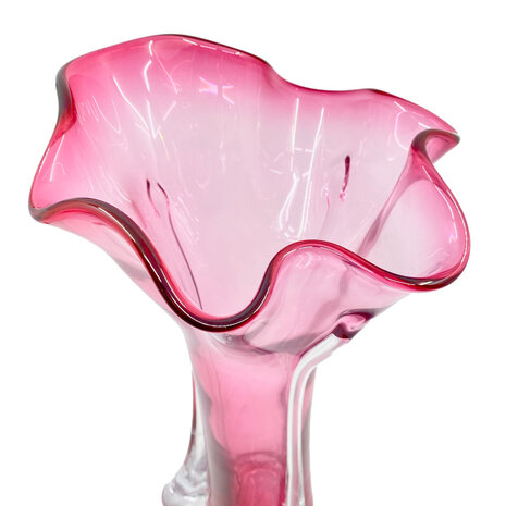 Colmore - Vaas Roze Transparant Glas 25x42cm handgeblazen Colmore - Vaas Roze Transparant Glas 25x42cm handgeblazen