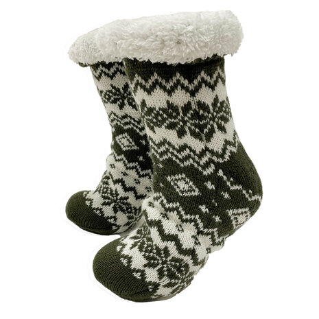 Melting Pot - Huis Sokken Sven Martini Olijf Groen anti-slip one-size