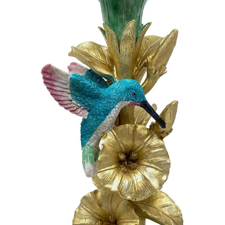 Melting Pot - Kandelaar Kolibrie Multicolor Goud 11x25cm Melting Pot - Kandelaar Kolibrie Multicolor Goud 11x25cm
