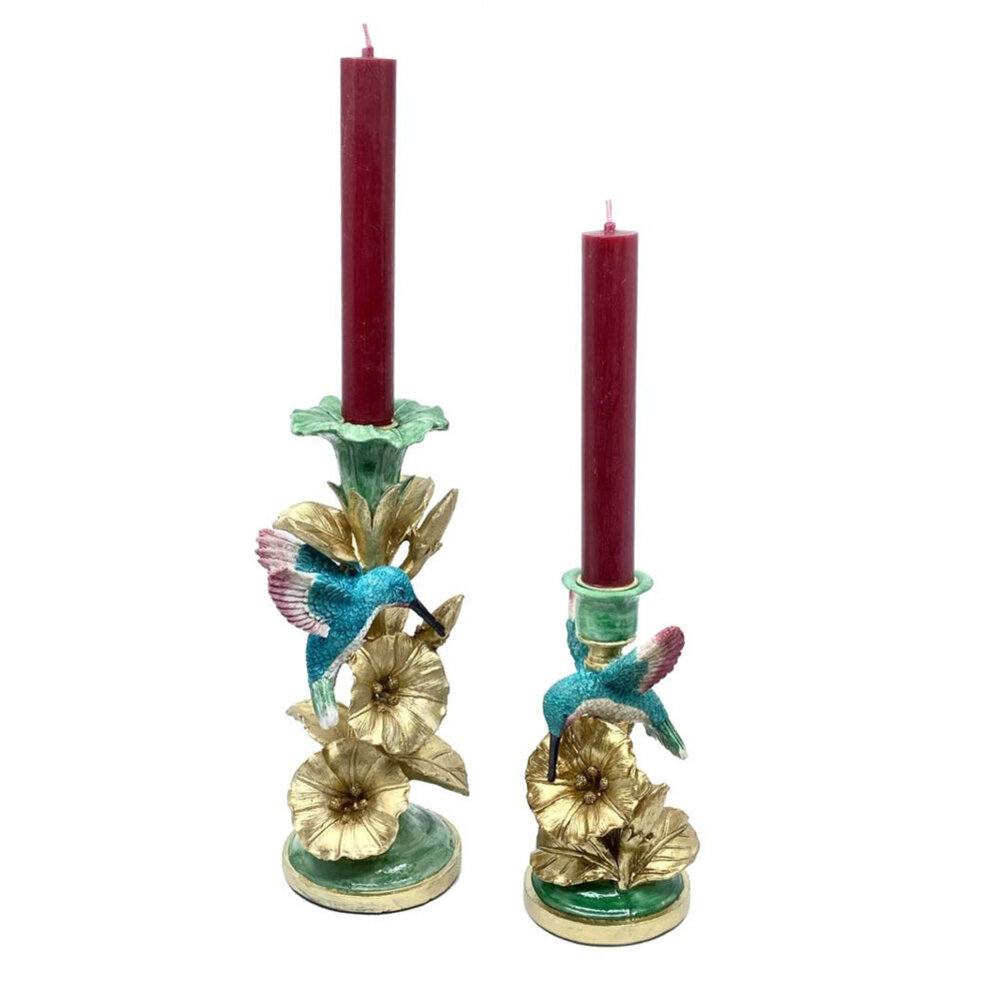 Melting Pot - Kandelaar Kolibrie Multicolor Goud 11x25cm Melting Pot - Kandelaar Kolibrie Multicolor Goud 11x25cm