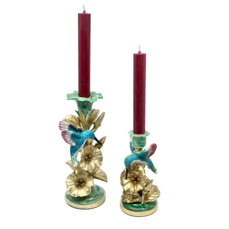 Melting Pot - Kandelaar Kolibrie Multicolor Goud 11x25cm Melting Pot - Kandelaar Kolibrie Multicolor Goud 11x25cm