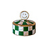 Doosje Smiley Groen-Wit Geblokt Messing 7x7cm Doosje Smiley Groen-Wit Geblokt Messing 7x7cm