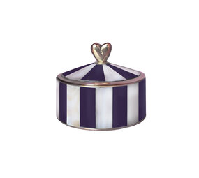 Melting Pot - Sieraaddoosje Hart Paars-Wit Gestreept Messing 7x6cm Melting Pot - Sieraaddoosje Hart Paars-Wit Gestreept Messing 7x6cm