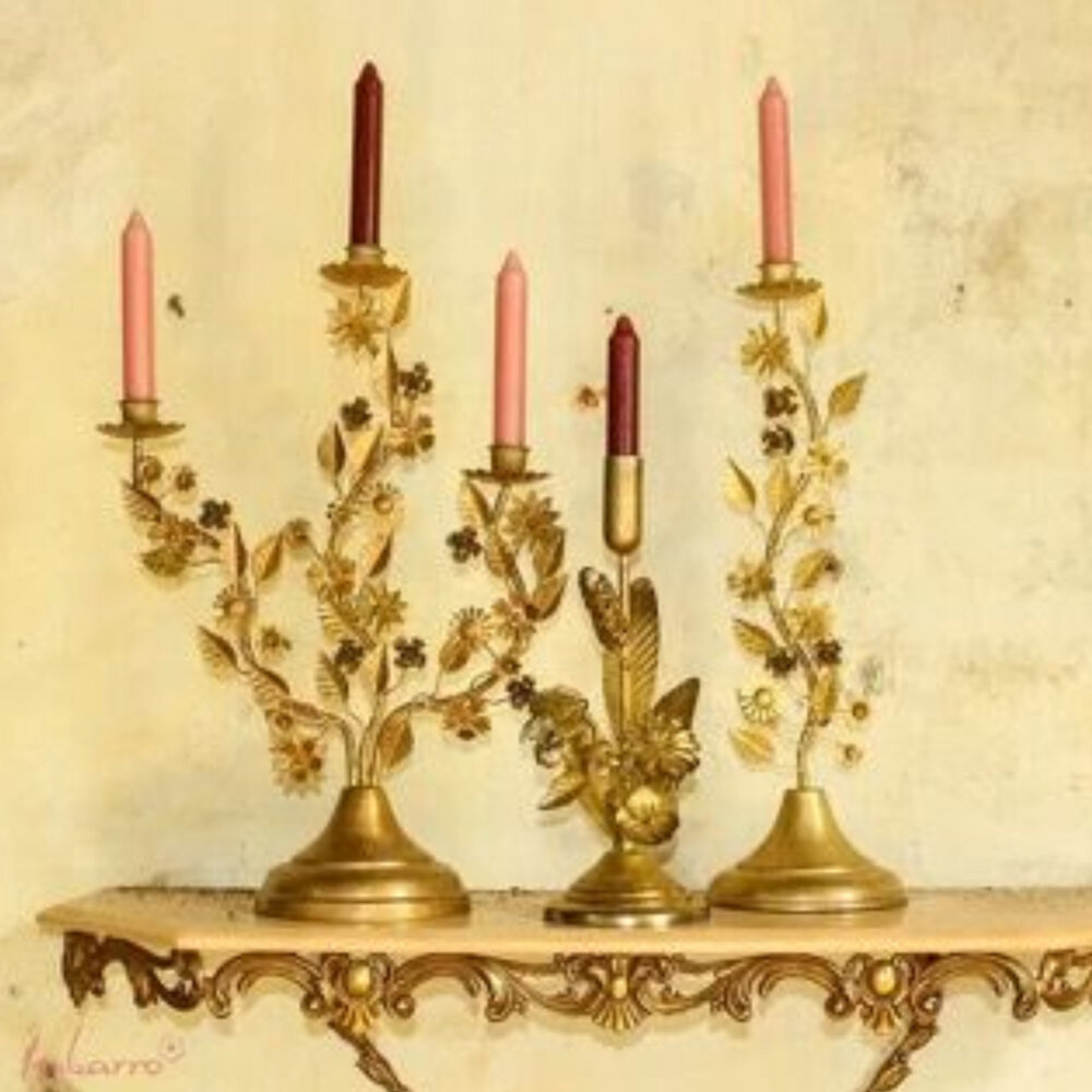 Melting Pot - Kandelaar Livia Antiek Goud Metaal 11x30cm Melting Pot - Kandelaar Livia Antiek Goud Metaal 11x30cm