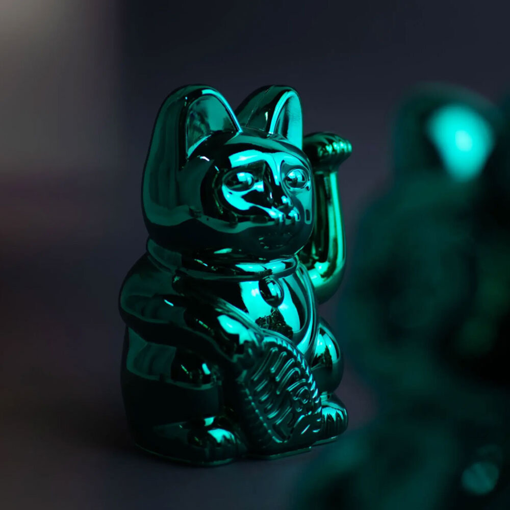 Donkey - Lucky Cat Cosmic Shiny Teal Metallic 10x15cm in cadeau doos Donkey - Lucky Cat Cosmic Shiny Teal Metallic 10x15cm in cadeau doos