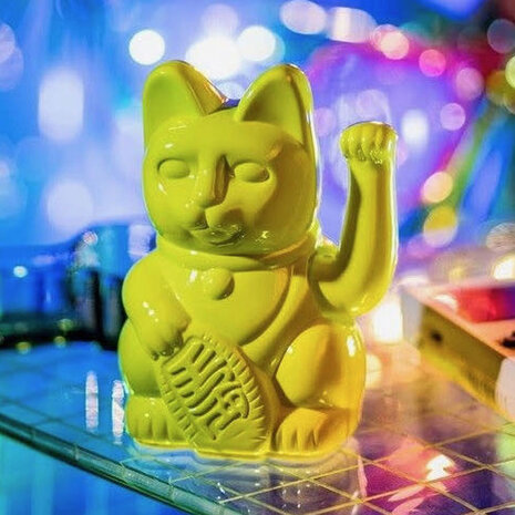 Donkey - Lucky Cat Shiny Yellow 10x15cm in cadeau doos Donkey - Lucky Cat Shiny Yellow 10x15cm in cadeau doos