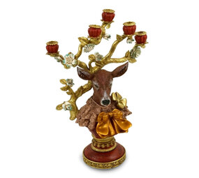 Werns - Kandelaar Hert Amber Strik 44x60cm met 5 armen Werns - Kandelaar Hert Amber Strik 44x60cm met 5 armen