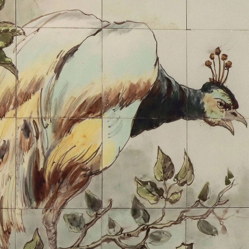 Melting Pot - Wand Doek Pauw Tegels Multicolor Velours 140x170cm