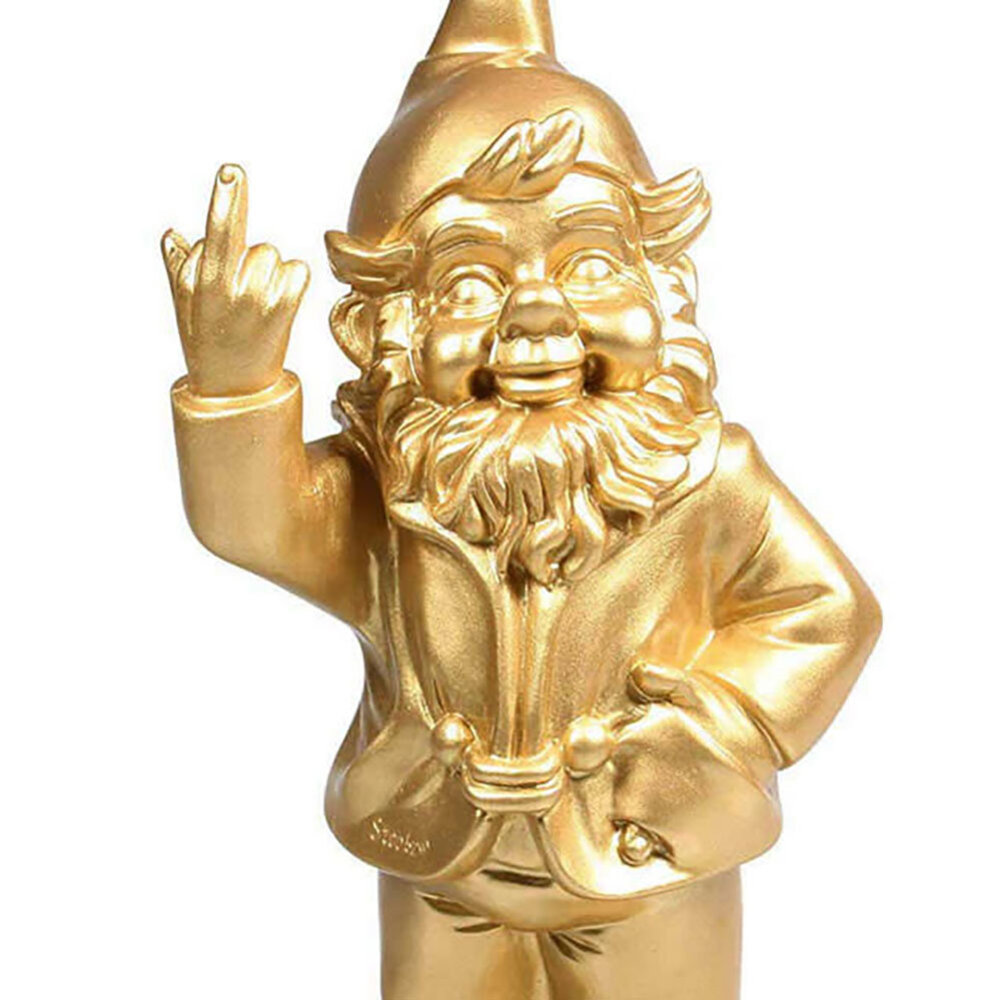 Melting Pot - Beeld Kabouter F*ck You Goud Polyresin 16x12x32cm