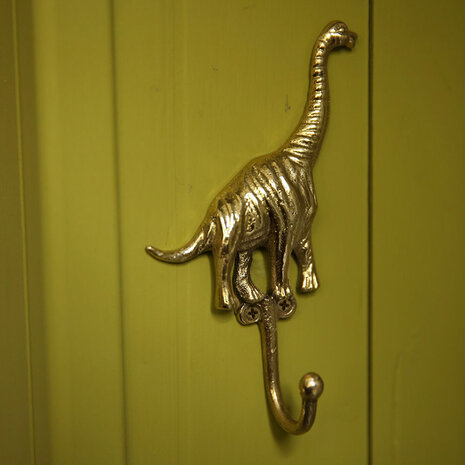 Doing Goods - Wandhaken Dean Dinosaurus Messing set van 2 - 9x6cm + 10x7cm