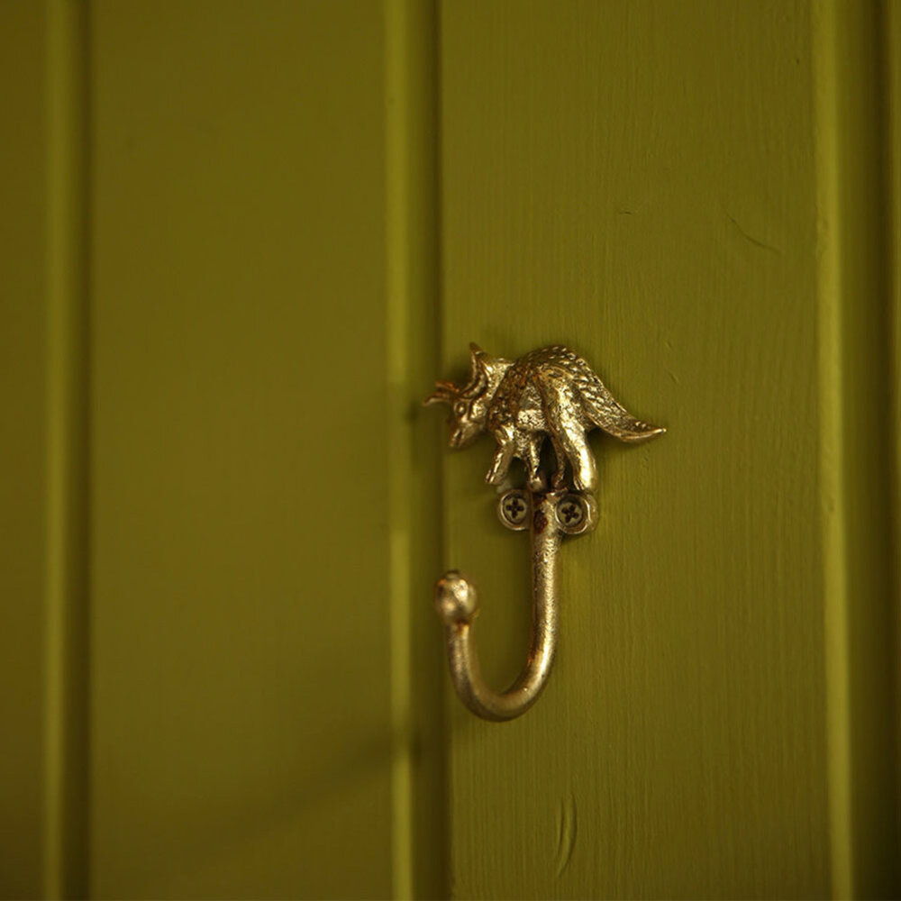 Doing Goods - Wandhaken Dean Dinosaurus Messing set van 2 - 9x6cm + 10x7cm