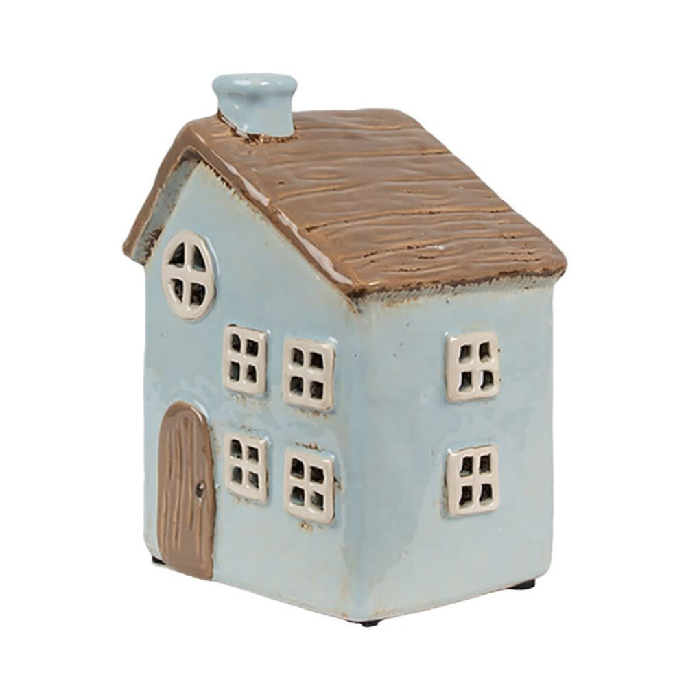 Melting Pot - Waxinelichthouder Huisje Blauw-Bruin Keramiek 12x9x15cm Melting Pot - Waxinelichthouder Huisje Blauw-Bruin Keramiek 12x9x15cm