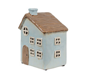 Melting Pot - Waxinelichthouder Huisje Blauw-Bruin Keramiek 12x9x15cm Melting Pot - Waxinelichthouder Huisje Blauw-Bruin Keramiek 12x9x15cm