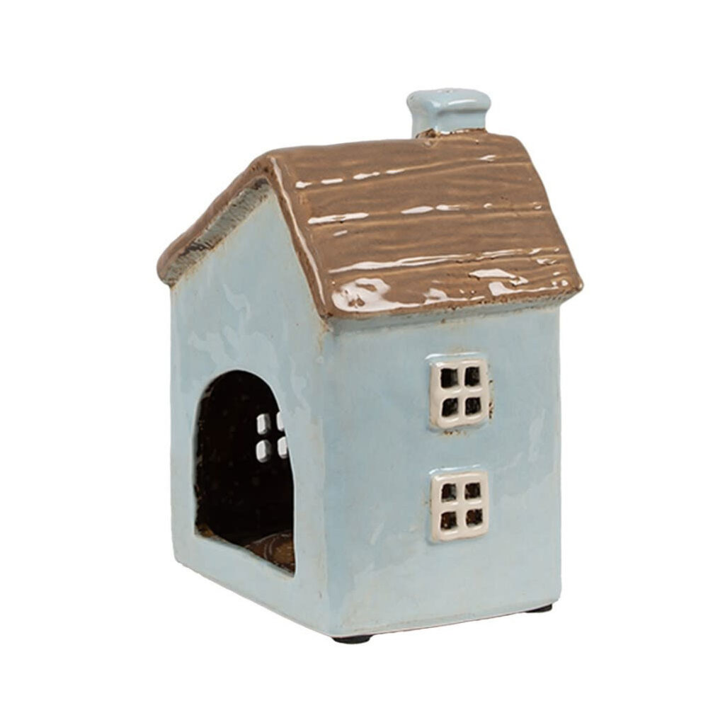 Melting Pot - Waxinelichthouder Huisje Blauw-Bruin Keramiek 12x9x15cm Melting Pot - Waxinelichthouder Huisje Blauw-Bruin Keramiek 12x9x15cm