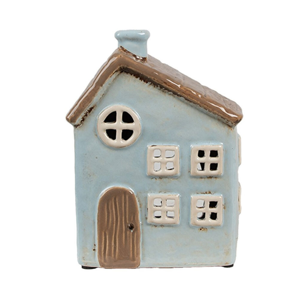 Melting Pot - Waxinelichthouder Huisje Blauw-Bruin Keramiek 12x9x15cm Melting Pot - Waxinelichthouder Huisje Blauw-Bruin Keramiek 12x9x15cm