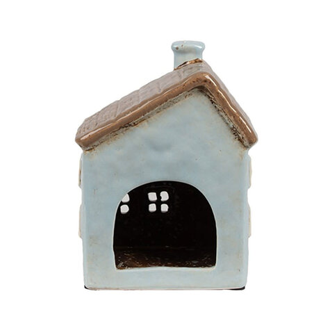 Melting Pot - Waxinelichthouder Huisje Blauw-Bruin Keramiek 12x9x15cm Melting Pot - Waxinelichthouder Huisje Blauw-Bruin Keramiek 12x9x15cm