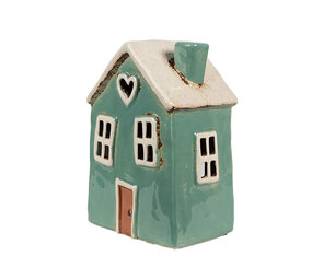 Melting Pot - Waxinelichthouder Huisje Groen Keramiek 13x10x18cm Melting Pot - Waxinelichthouder Huisje Groen Keramiek 13x10x18cm